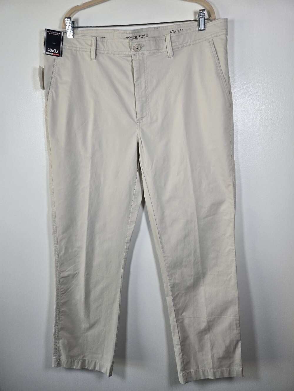 NEW Roundtree & Yorke Flat Front Straight Fit Trouser Pants Mens Size 40x32